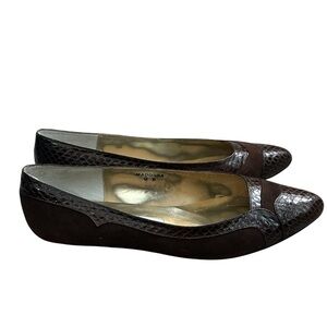 Vintage Whitney Brooks Brown Snakeskin & Suede flats Sz 9B N Never Worn A310